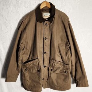 Orvis Field Chore Coat Jacket Tan 100% Cotton Buttons Quilted Lined Men XXL